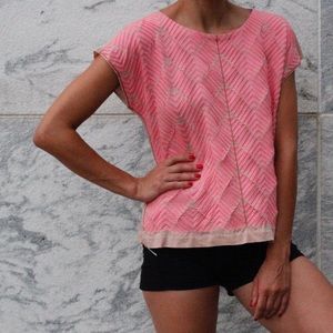 Nude & Pink J. Crew Embroidered Top